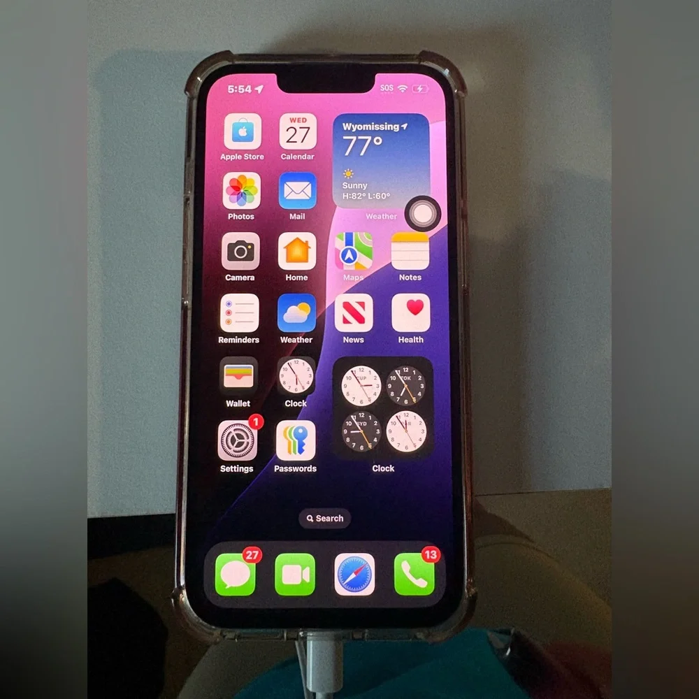 Blue Iphone 13 with case